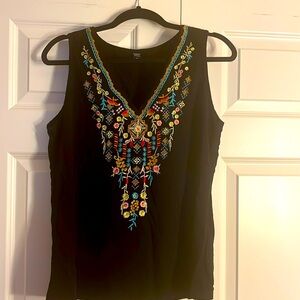 Women's Brand new hand embroidered sleeveless  top. Size XL but fits like L.